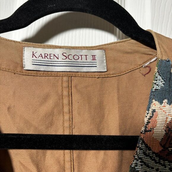 Vintage Karen Scott Tapestry Vest World City Travel Womens‎ L 90s Teacher Artsy - Picture 2 of 5